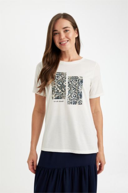 T-Shirt à Manches Courtes coupe régulière à Col rond