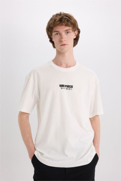 One Piece Boxy Fit Crew Neck Back Printed T-Shirt