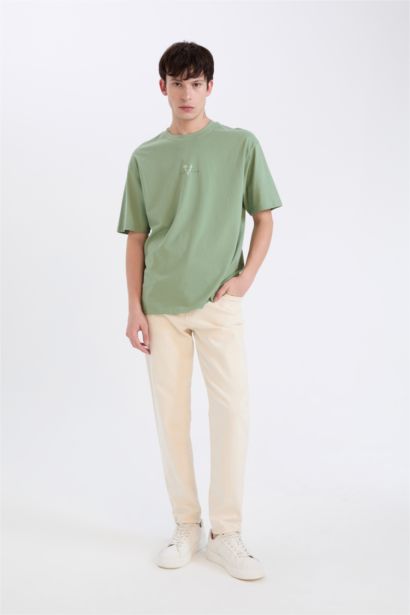 Boxy Fit Vikings Valhalla Crew Neck Printed Short Sleeve T-Shirt