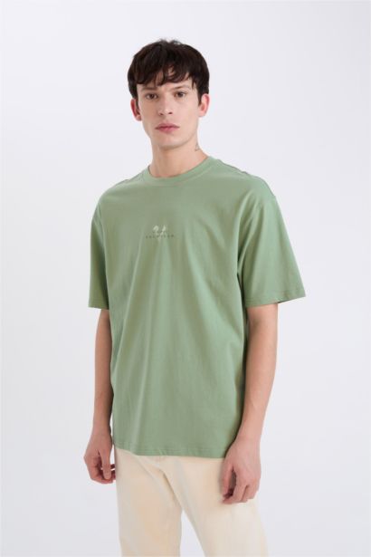 Boxy Fit Vikings Valhalla Crew Neck Printed Short Sleeve T-Shirt