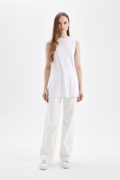 طقم 2 توب أساسي بدون أكمام قصة عادية