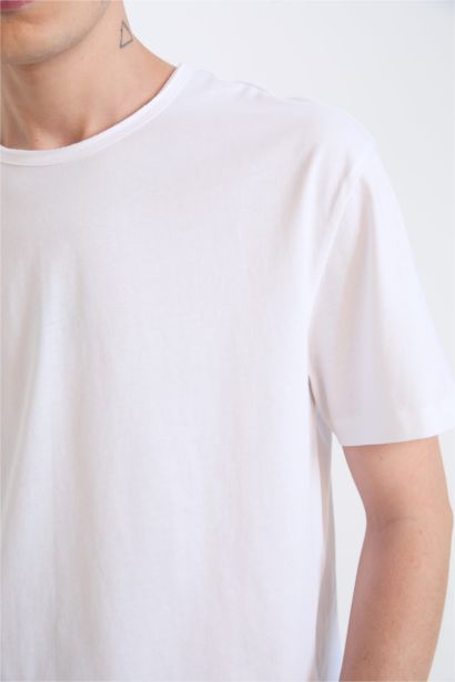 تيشيرت نص كم تقيل قصة عادية برقبة مستديرة