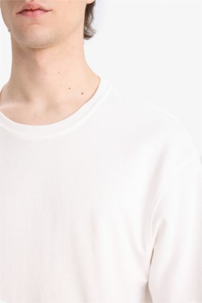 T-shirt coupe boxy à col rond et manches courtes