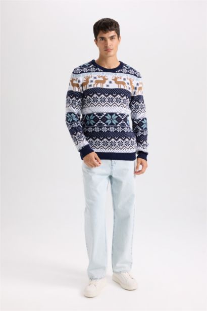 Pull Tricot de Noël à Col rond Coupe Standard