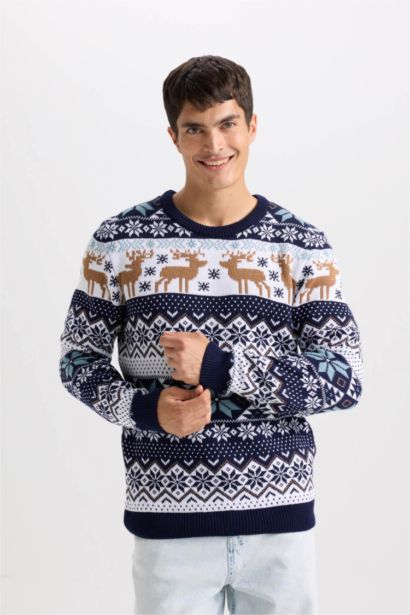 Pull Tricot de Noël à Col rond Coupe Standard