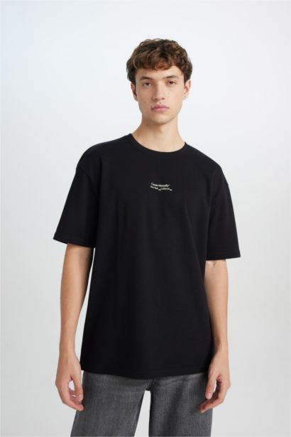 Boxy Fit Crew Neck Printed Short Sleeve T-Shirt