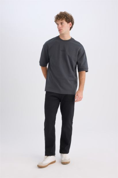 Loose Fit Crew Neck Printed Short Sleeve T-Shirt