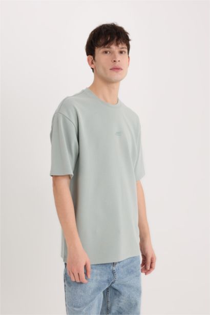 Boxy Fit Crew Neck Printed Heavy Fabric T-Shirt