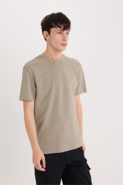 Regular Fit Crew Neck Printed Heavy Fabric T-Shirt