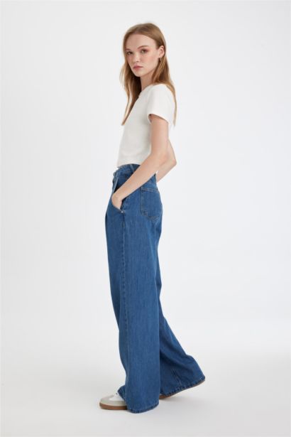 Wide Leg Denim Trousers