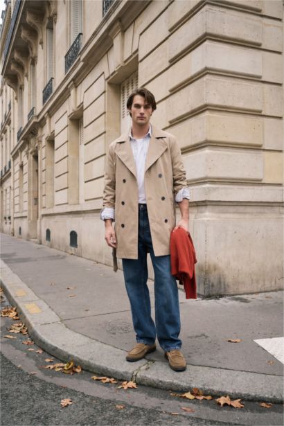 جاكيت ترانش كوت سليم فيت مبطن