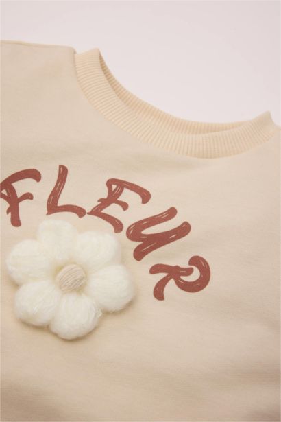 Baby Girl Printed Sweatshirt Skirt Socks 3 Piece Set