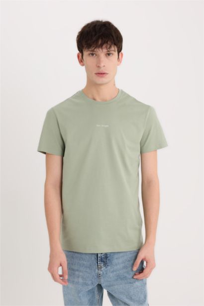 Slim Fit Crew Neck Printed Short Sleeve T-Shirt