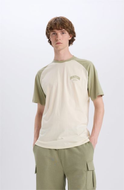 Boxy Fit Crew Neck Printed Short Sleeve T-Shirt