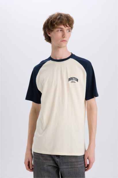 Boxy Fit Crew Neck Printed Short Sleeve T-Shirt