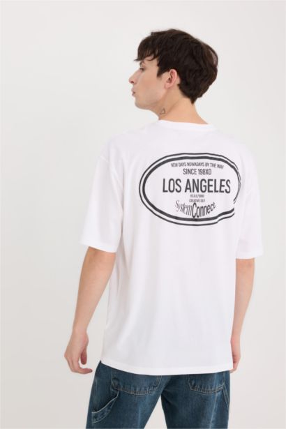 Oversize Fit Crew Neck Slogan Print T-Shirt