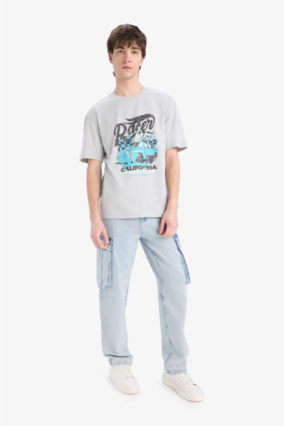 Boxy Fit Crew Neck Printed Short Sleeve T-Shirt