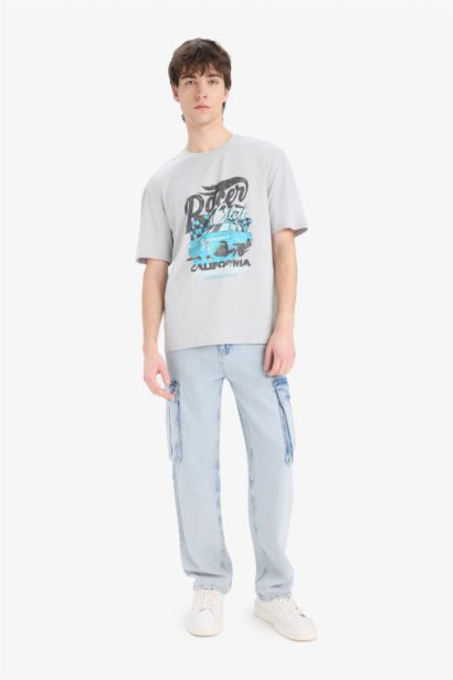 Boxy Fit Crew Neck Printed Short Sleeve T-Shirt