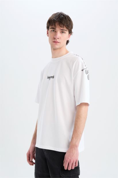 Oversize Fit Crew Neck Printed Short Sleeve T-Shirt