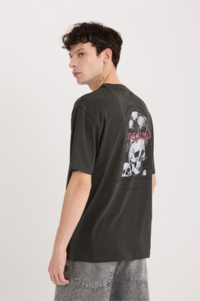 Boxy Fit Crew Neck Printed Short Sleeve T-Shirt