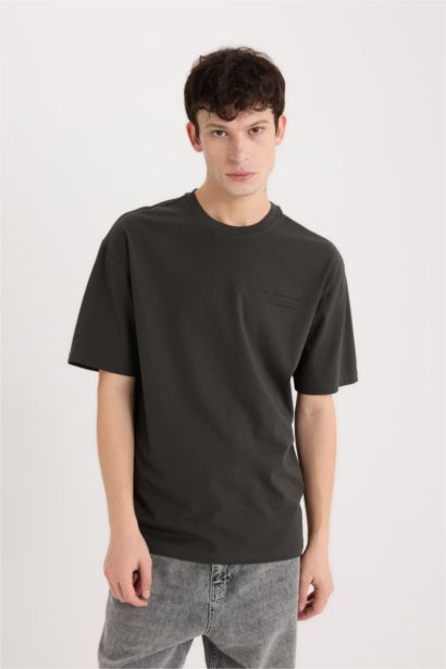 Boxy Fit Crew Neck Printed Short Sleeve T-Shirt