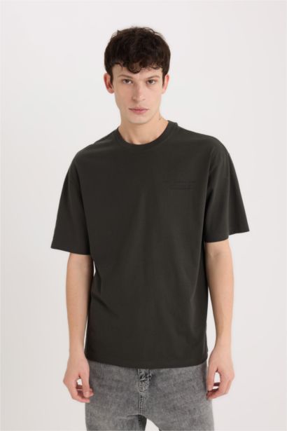 Boxy Fit Crew Neck Printed Short Sleeve T-Shirt