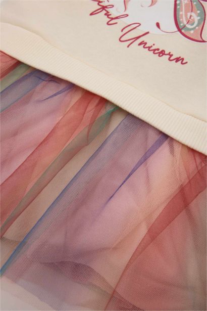 Robe en tissu sweat épais à manches longues avec imprimé Licorne pour Bébé Fille