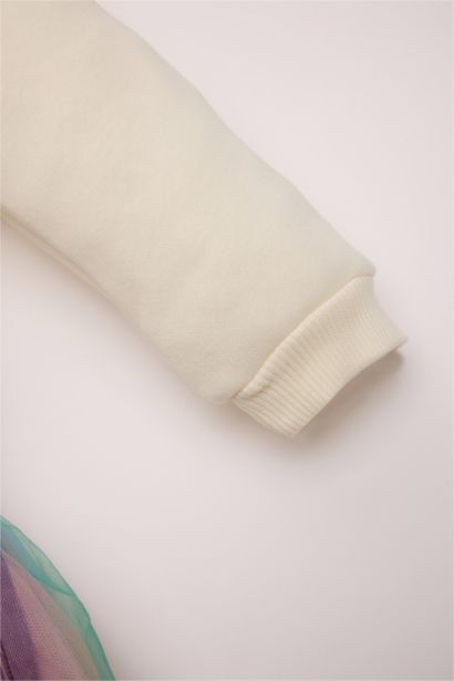 Robe en tissu sweat épais à manches longues avec imprimé Licorne pour Bébé Fille