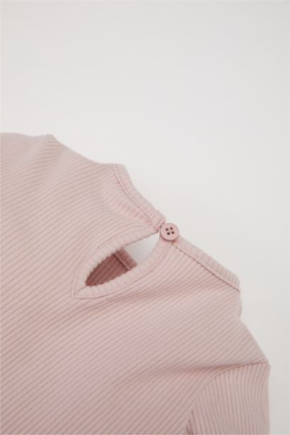 فستان بنقشة الزهور مضلع برقبة مستديرة