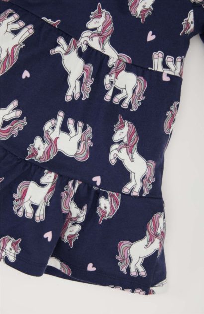 Baby Girl Unicorn Printed Long Sleeve Sweat Dress