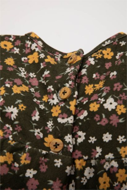 فستان مطبوع كم طويل للبيبي بنت