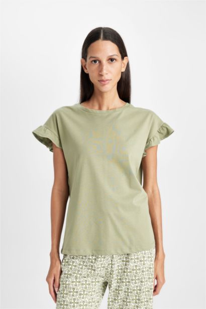 طقم بيجاما قصة عادية نص كم - قطعتين