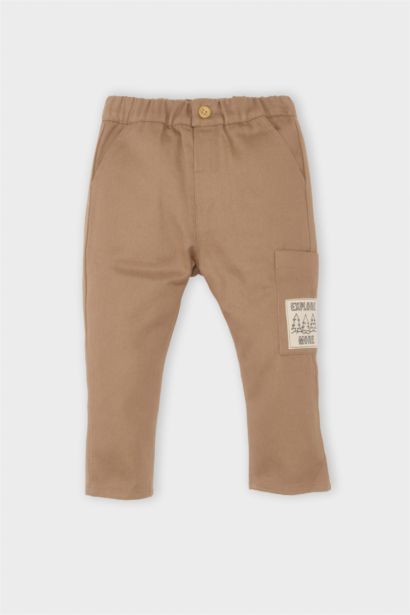 Baby Boy Regular Fit Woven Labeled Elastic Waist Gabardine Trousers
