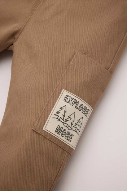 Baby Boy Regular Fit Woven Labeled Elastic Waist Gabardine Trousers