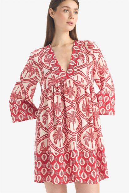 Fall in Love V Neck Patterned Beach Dress