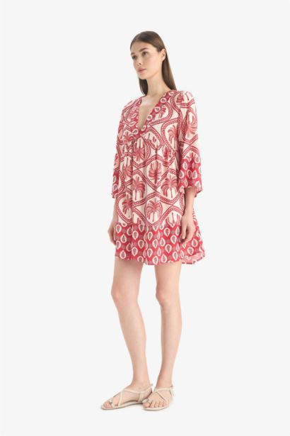 Fall in Love V Neck Patterned Beach Dress