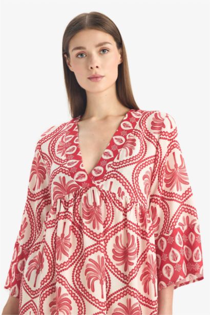 Fall in Love V Neck Patterned Beach Dress