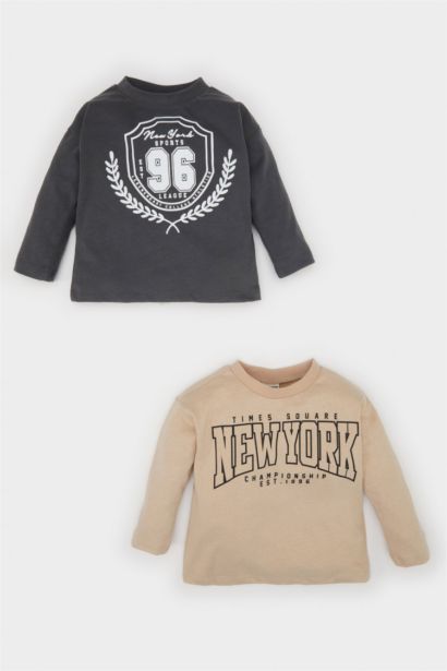 Lot de 2 T-Shirts à Manches Longues en tricot à Col Rond pour BéBé Garçon