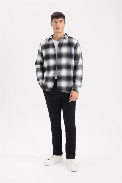 Regular Fit Flannel Long Sleeve Checkered Shirt