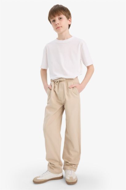 Boy Regular Fit Straight Leg Gabardine Trousers
