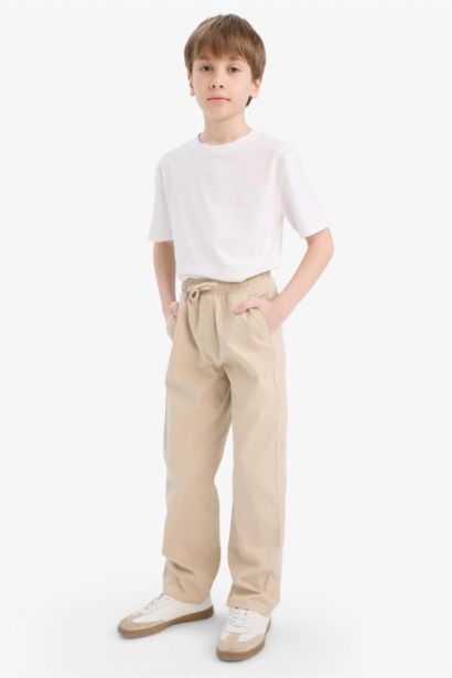 Boy Regular Fit Straight Leg Gabardine Trousers