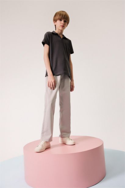 Düz Paça Basic Düz Gabardin Pantolon Erkek Çocuk