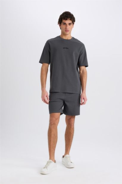 Boxy Fit Crew Neck Printed Short Sleeve T-Shirt