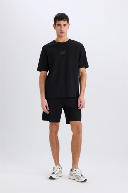 Boxy Fit Crew Neck Printed Short Sleeve T-Shirt