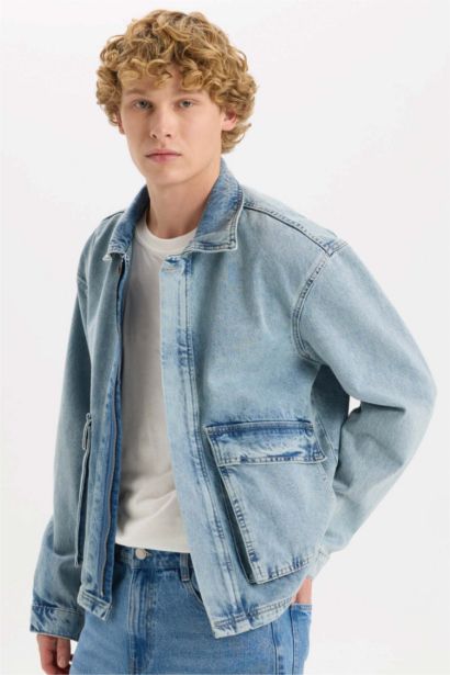 Regular Fit Pocketed Denim Jacket