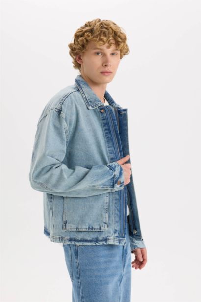 Regular Fit Pocketed Denim Jacket