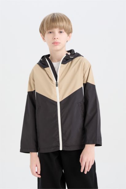 جاكيت مطر اولادي أسود وتر بروف بكابيشون