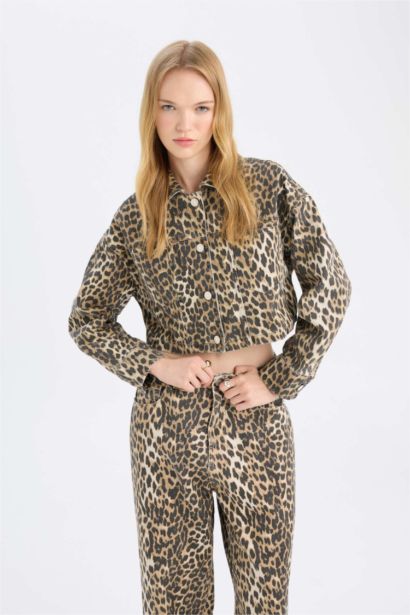 Oversize Gabardine Leopard Jacket Shirt