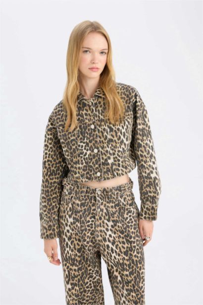 Oversize Gabardine Leopard Jacket Shirt