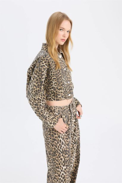 Oversize Gabardine Leopard Jacket Shirt